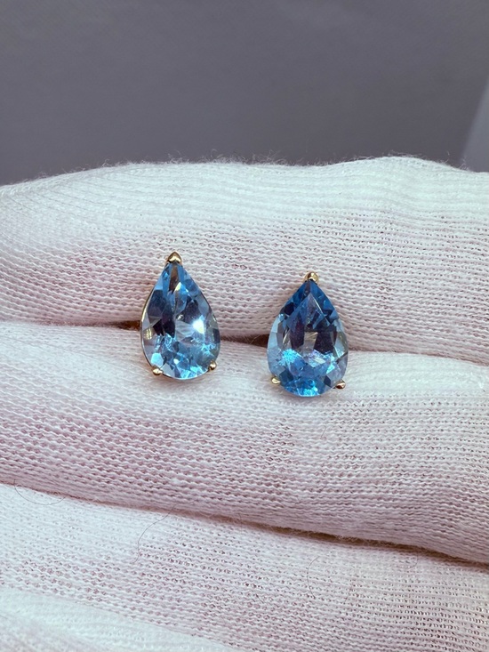 Nordstrom Jewelry - Solid 14k Gold London Blue Topaz Teardrop Stud Earrings - Women Jewelry